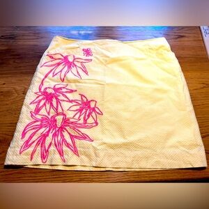 Lilly Pulitzer Yellow and Pink Skirt w/pockets size 12